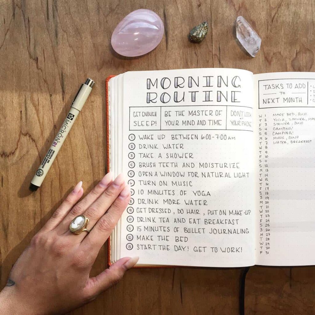Routine spreads in your bullet journal