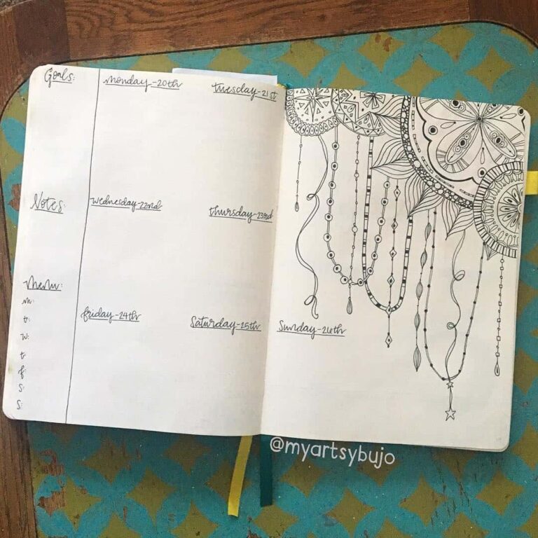 dream catcher bullet journal inspiration