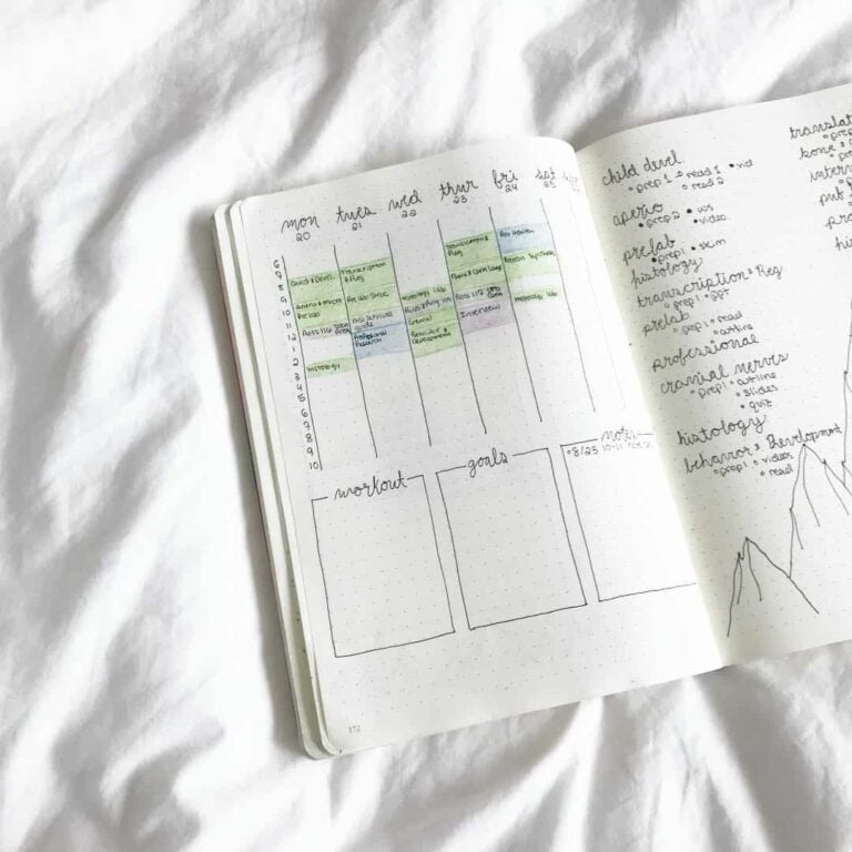 study timetable template bullet journal