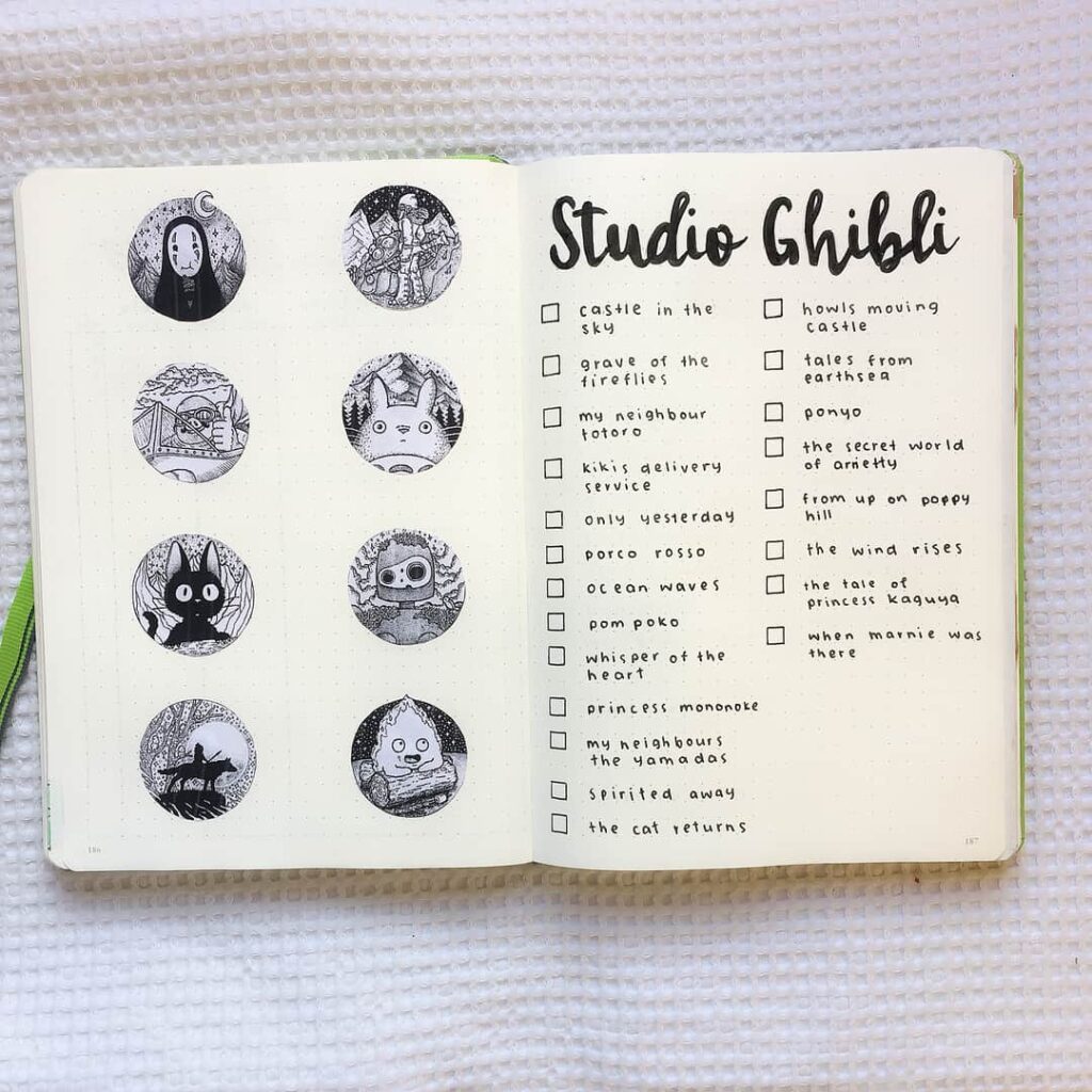 Studio Ghibli themed bullet journal ideas