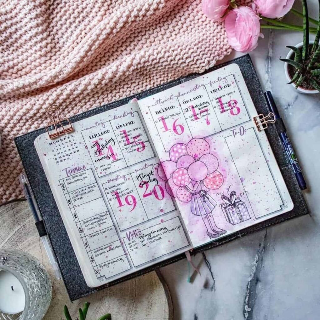 valentines day bullet journal theme