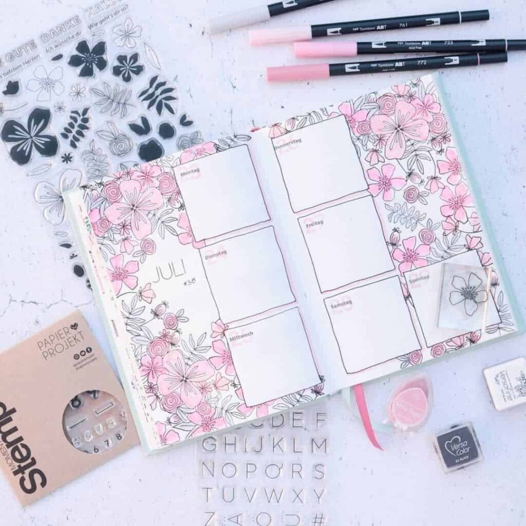 valentines day bullet journal theme