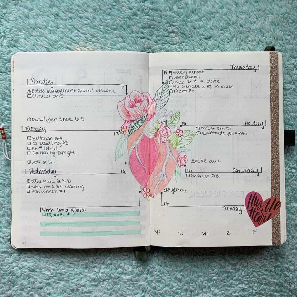 valentines day bullet journal theme