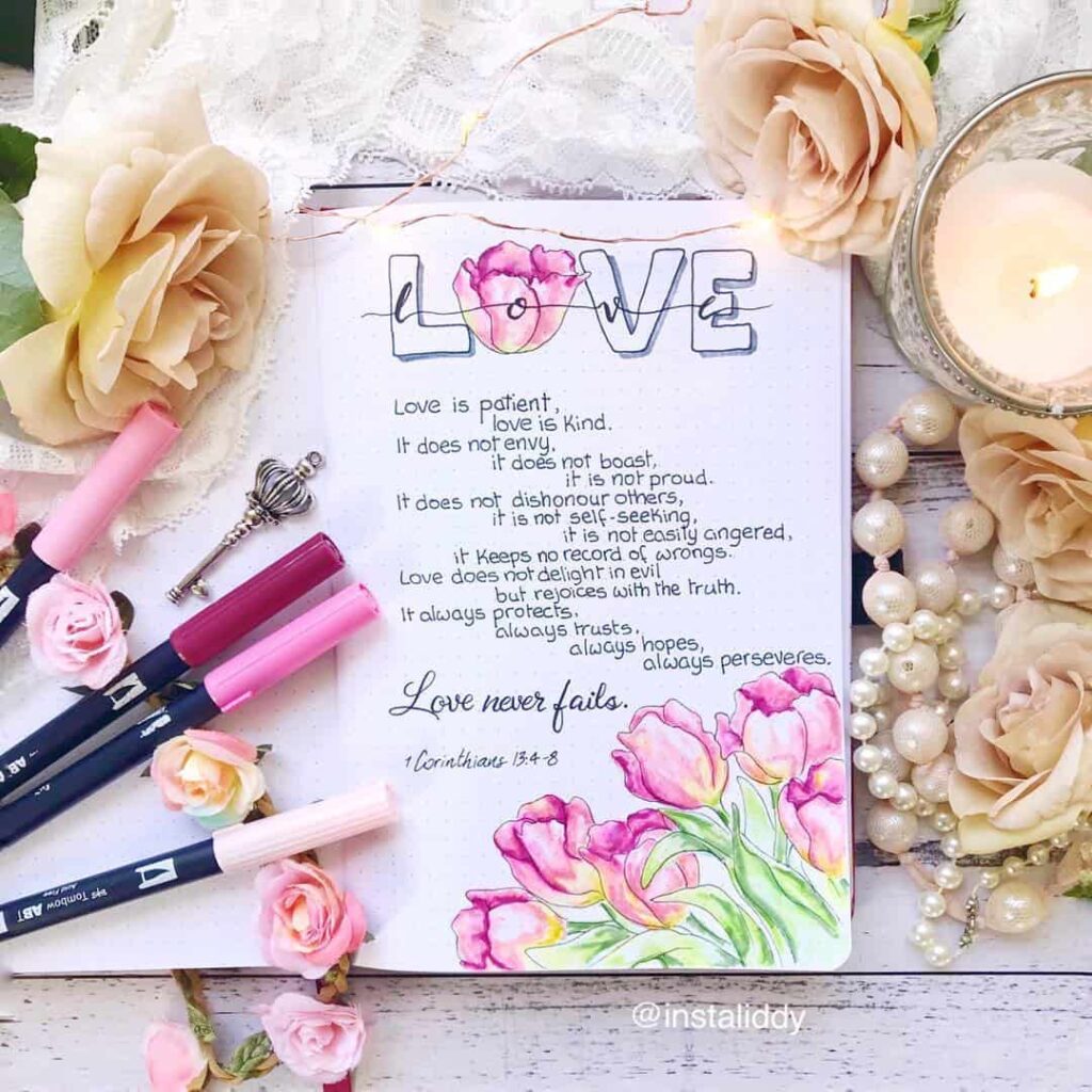 valentines day bullet journal theme