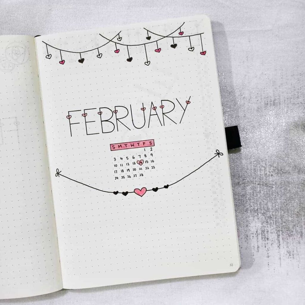 valentines day bullet journal theme