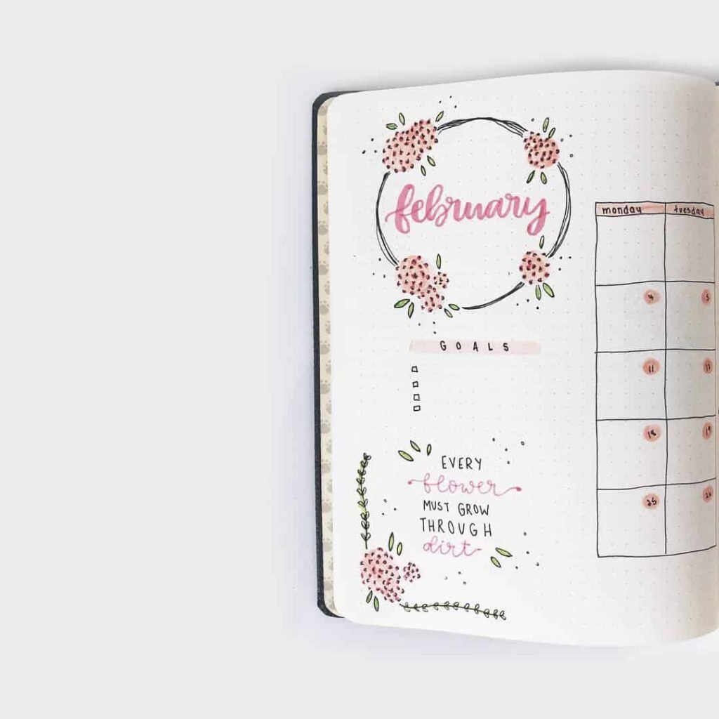 valentines day bullet journal theme