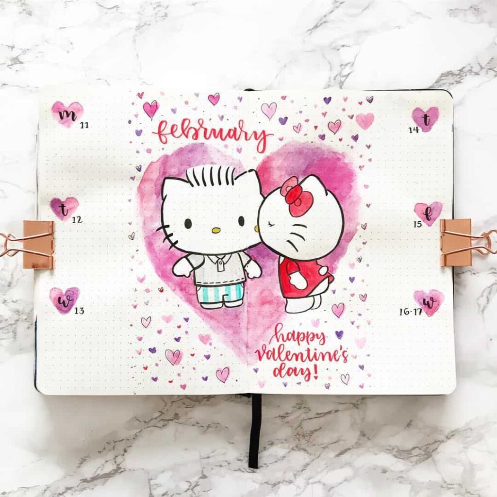 valentines day bullet journal theme
