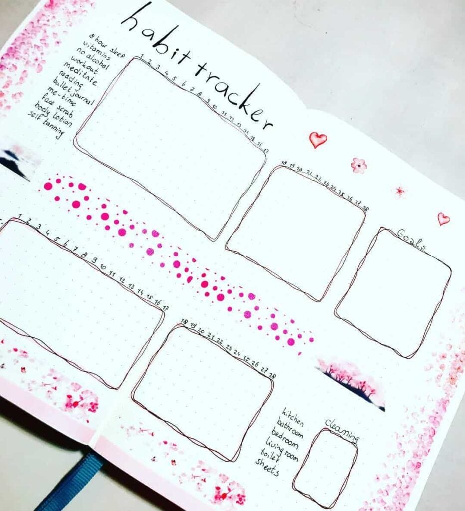 valentines day bullet journal theme
