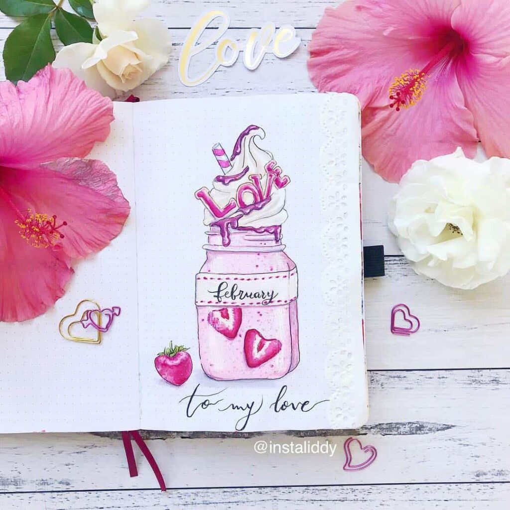 valentines day bullet journal theme