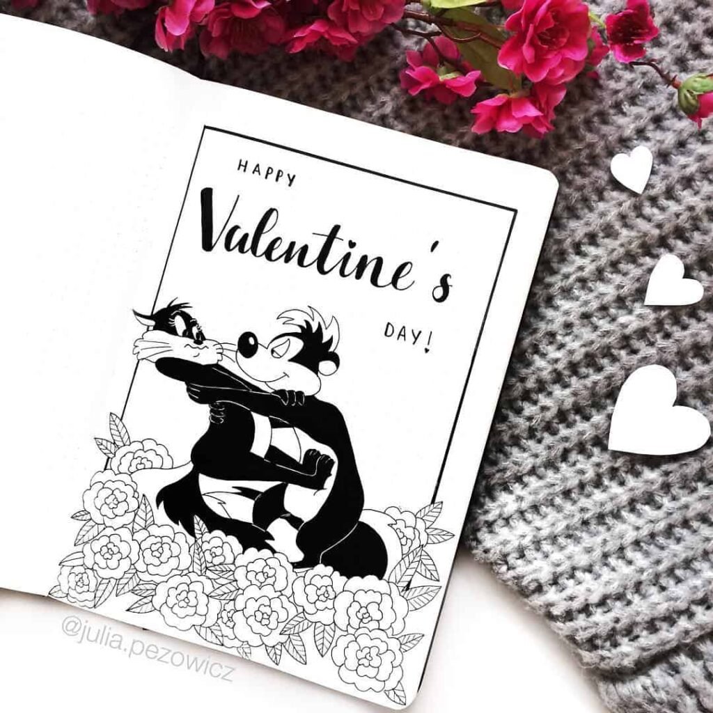valentines day bullet journal theme