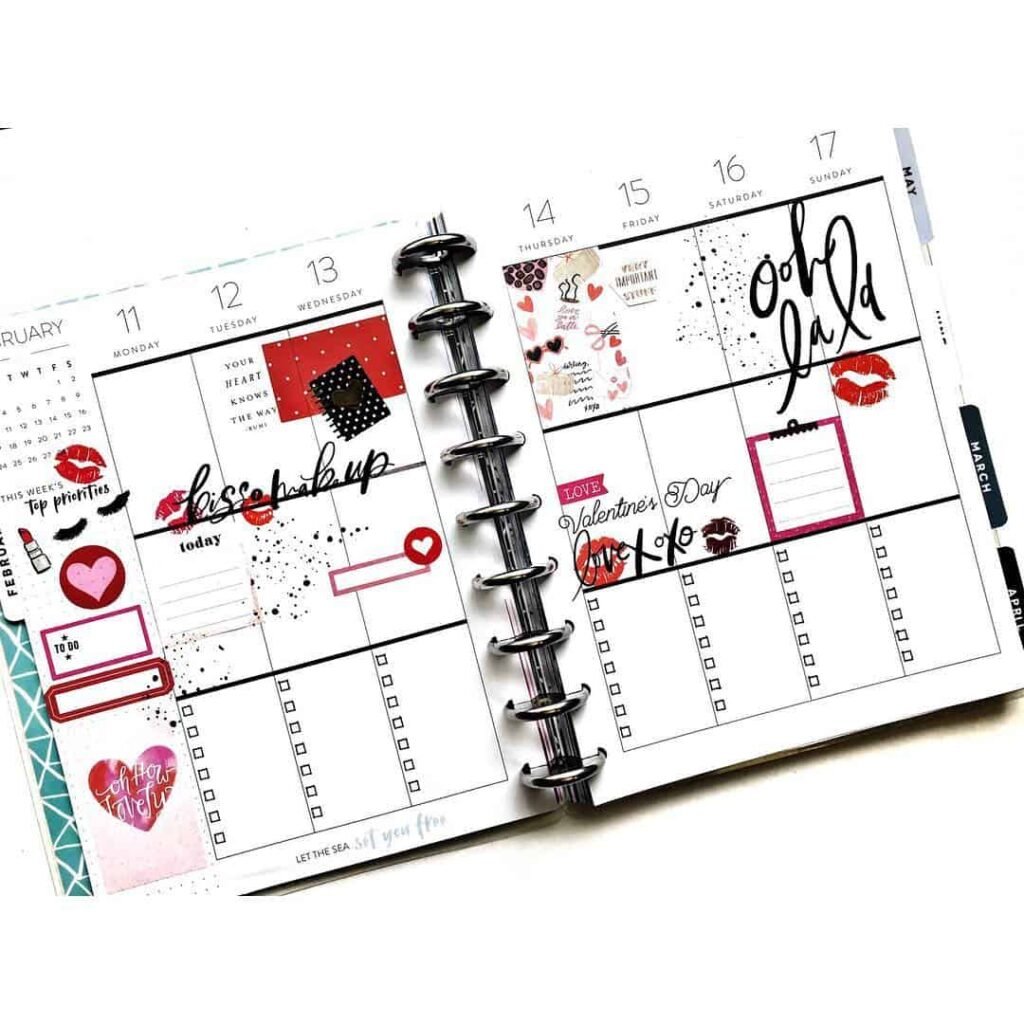 valentines day bullet journal theme