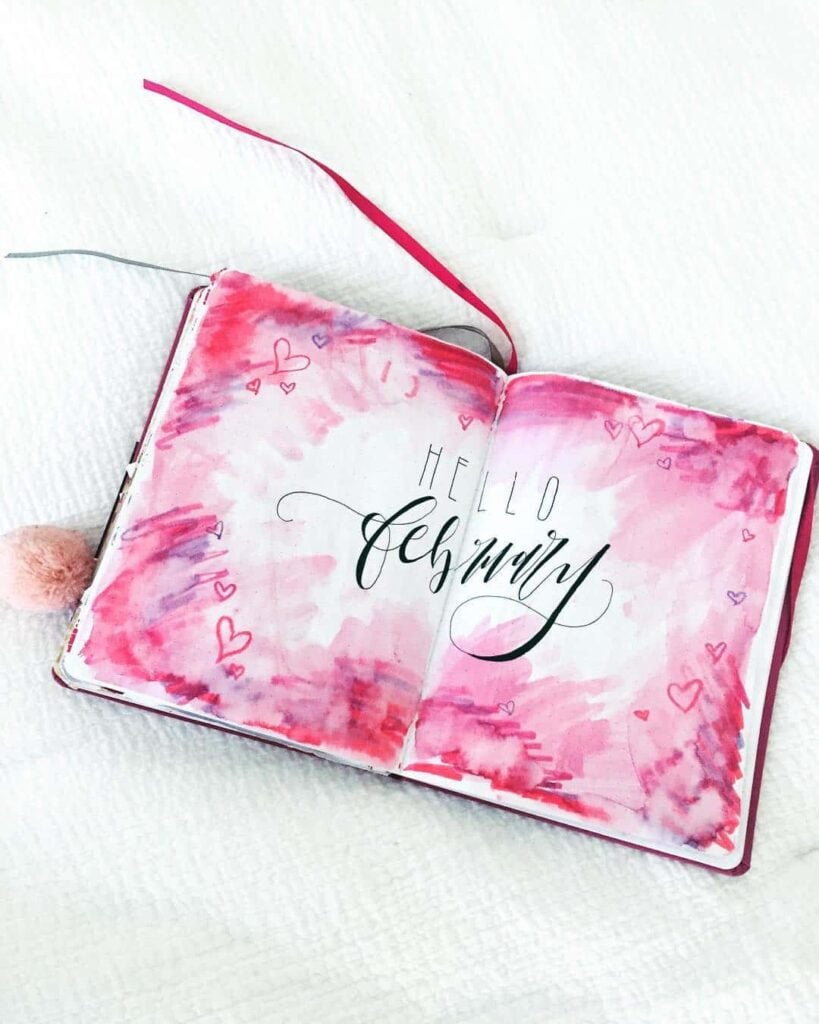 valentines day bullet journal theme