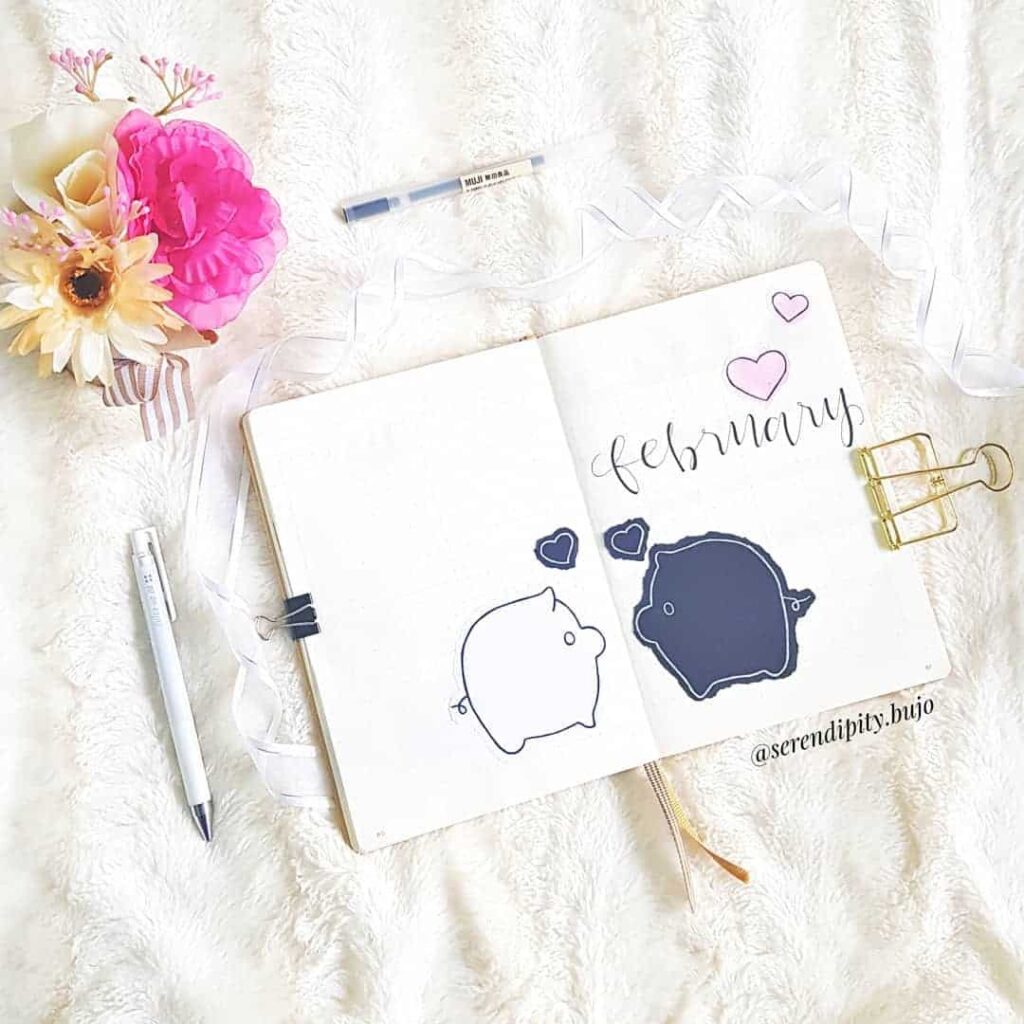 valentines day bullet journal theme