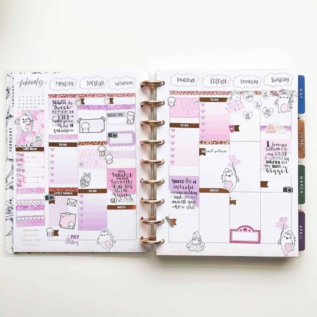 valentines day bullet journal theme