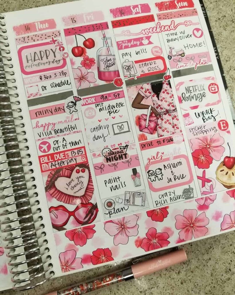 valentines day bullet journal theme
