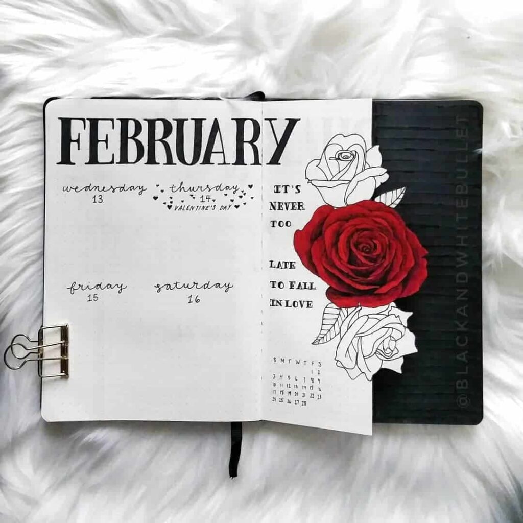 valentines day bullet journal theme