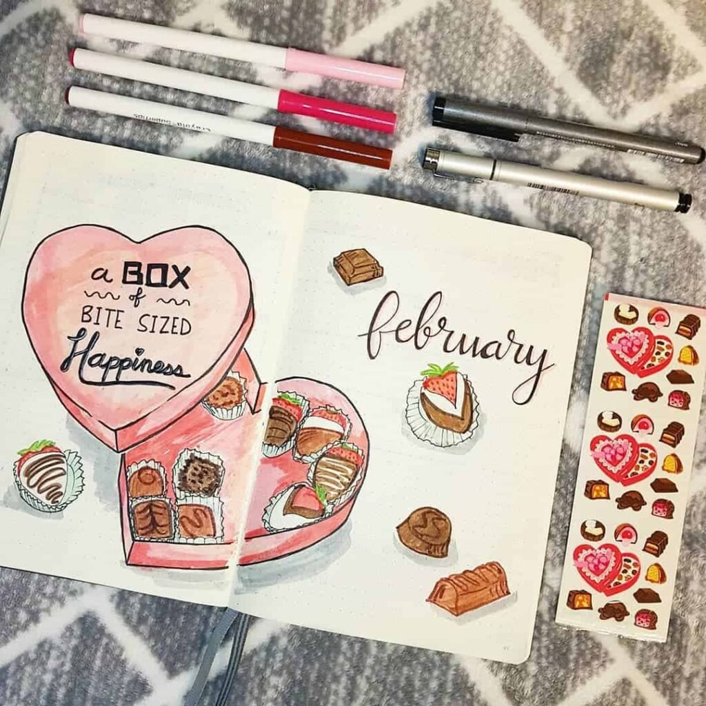 valentines day bullet journal theme