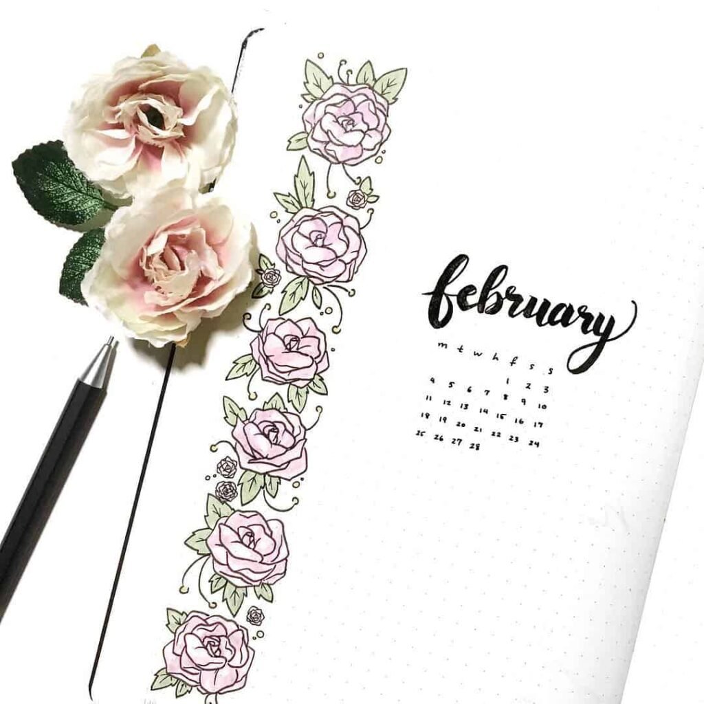valentines day bullet journal theme