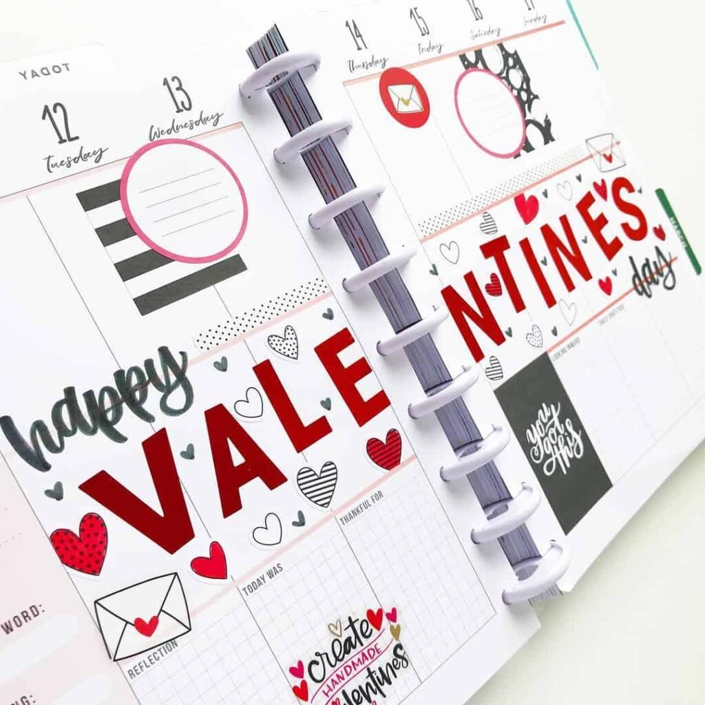 valentines day bullet journal theme
