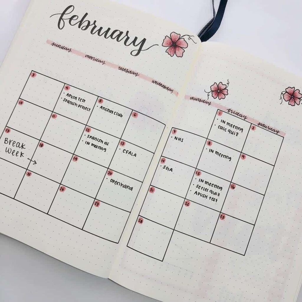 valentines day bullet journal theme