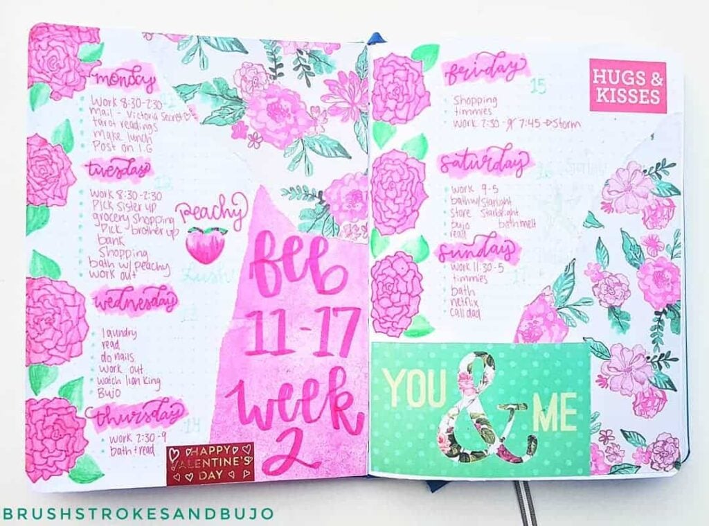 valentines day bullet journal theme