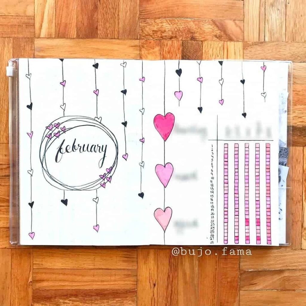 valentines day bullet journal theme