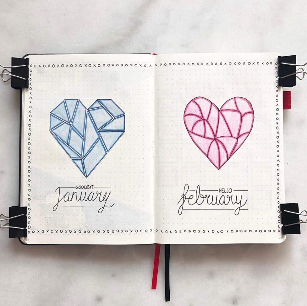 valentines day bullet journal theme