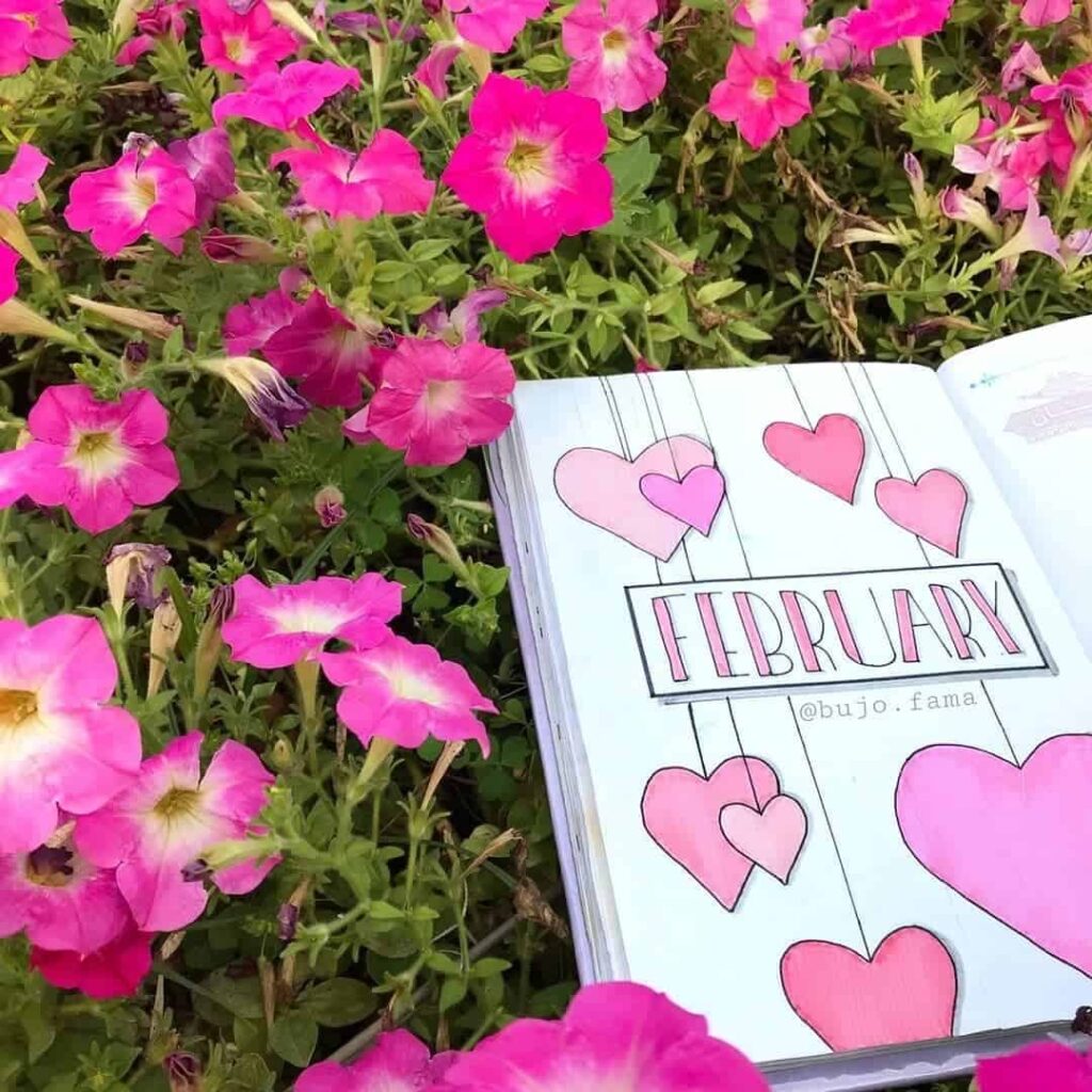 valentines day bullet journal theme