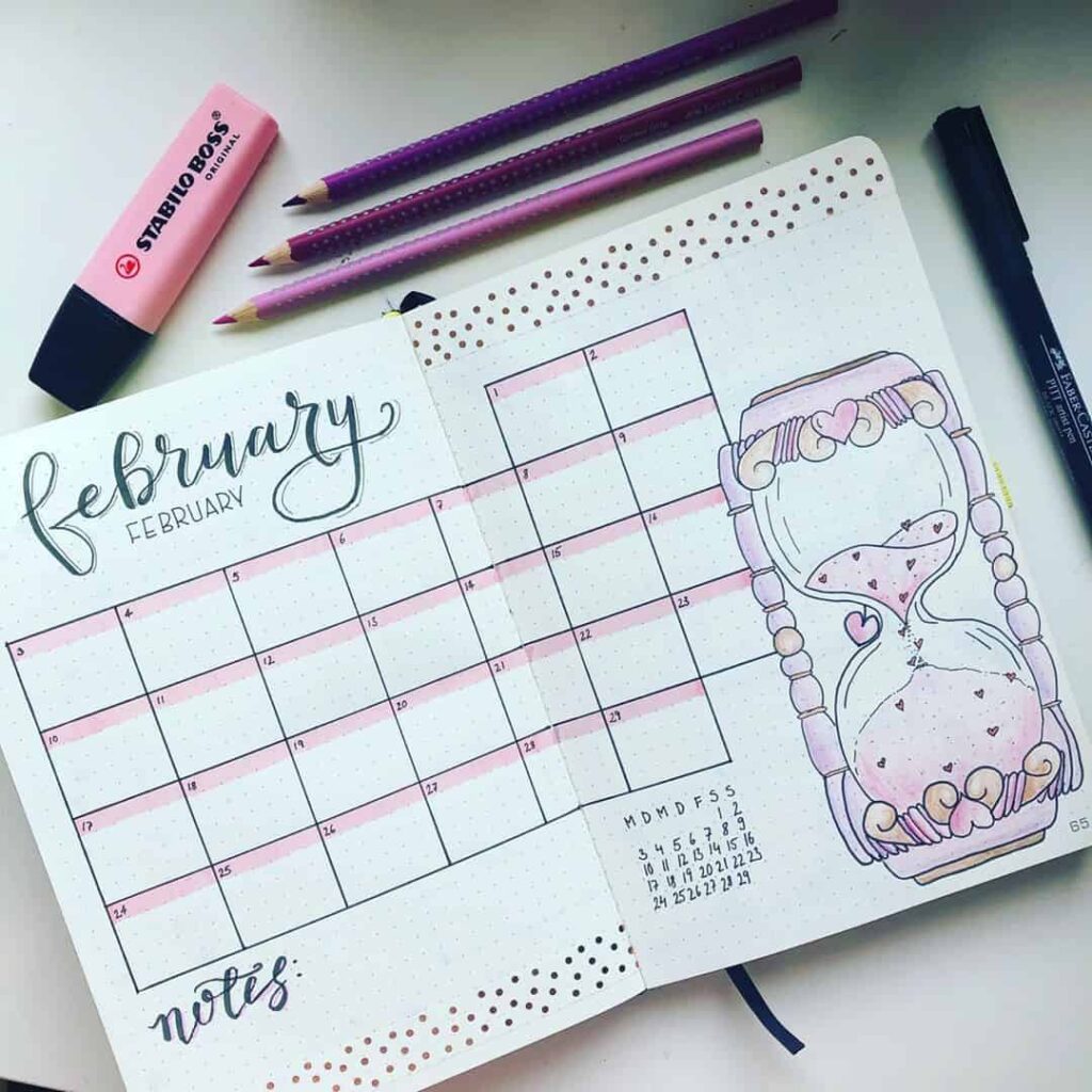 valentines day bullet journal theme