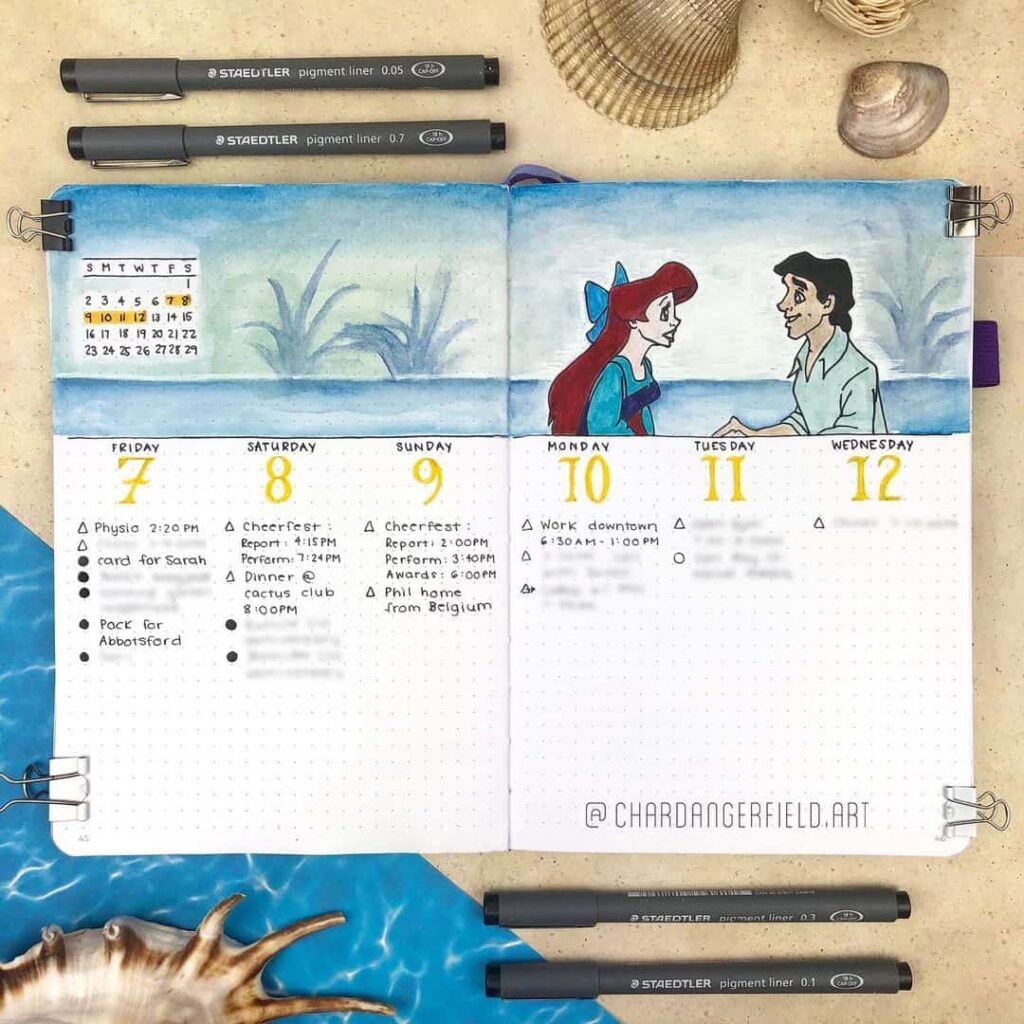 mermaid bullet journal spread