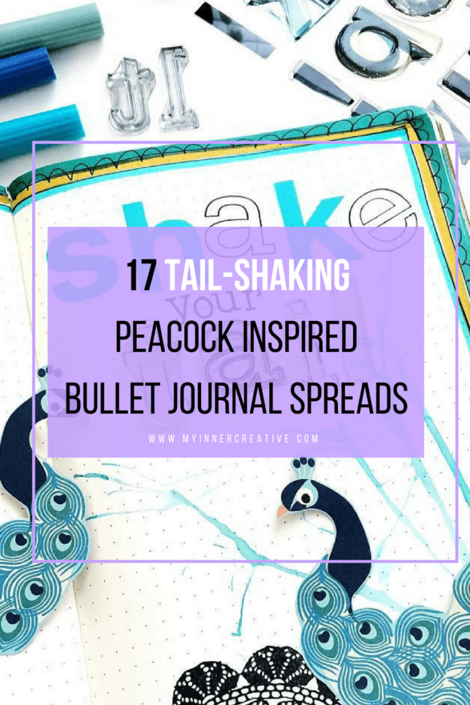 peacock inspired bullet journal spreads