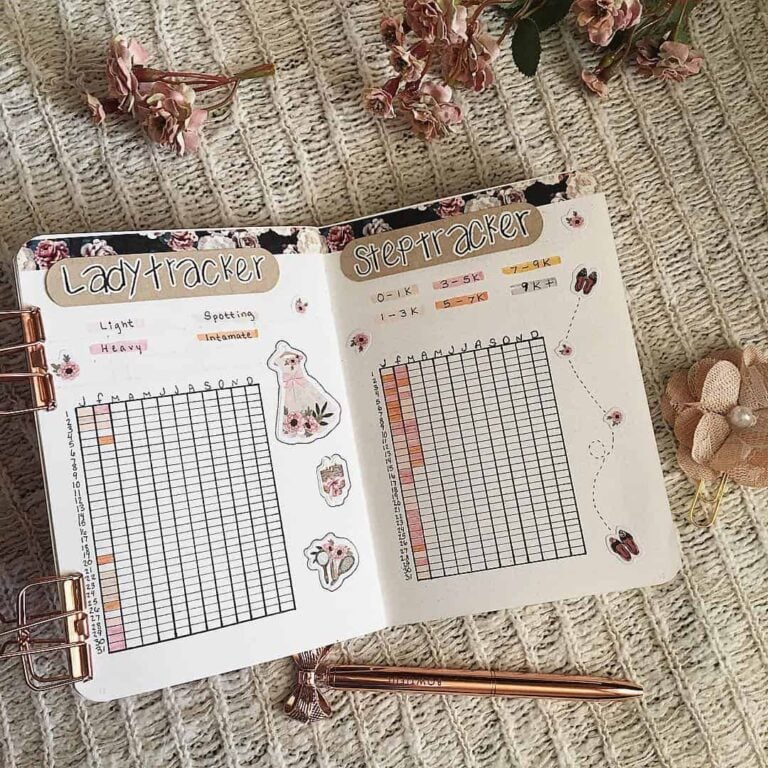 bullet journal period tracker layout ideas