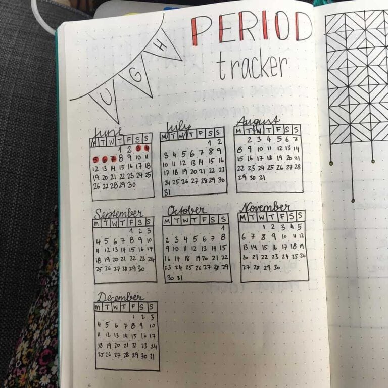 bullet journal period tracker layout ideas