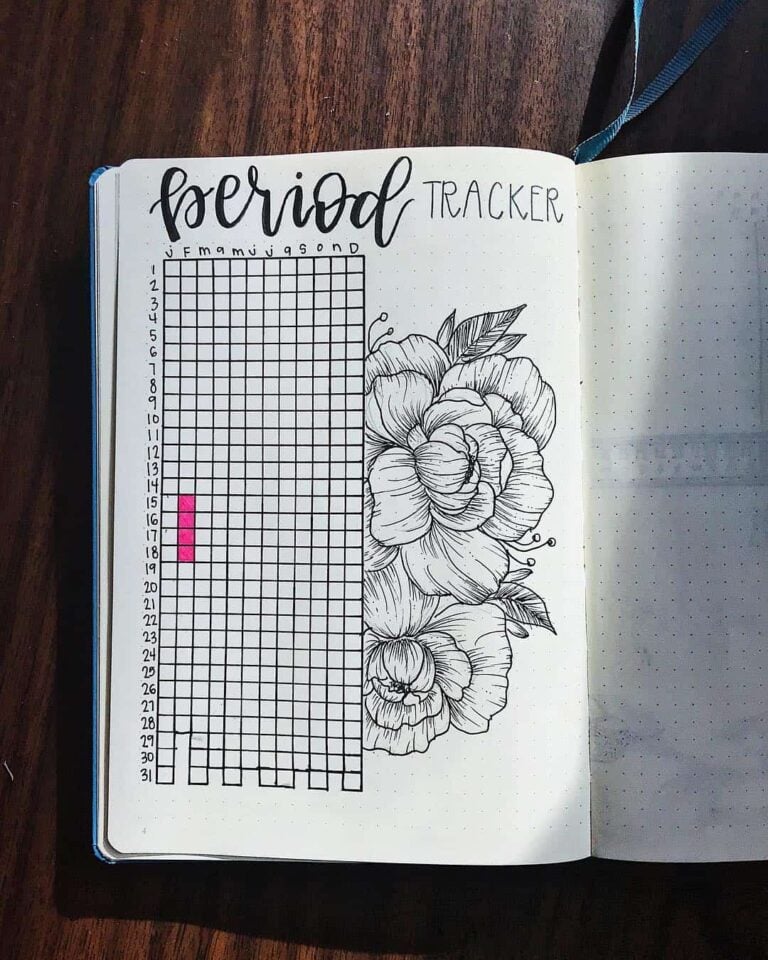 bullet journal period tracker layout ideas