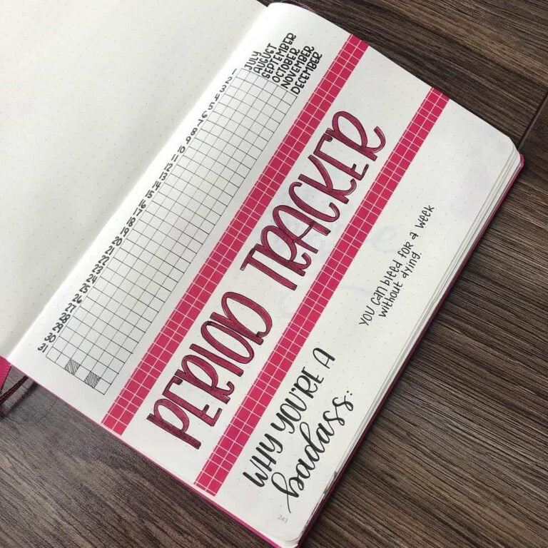bullet journal period tracker layout ideas