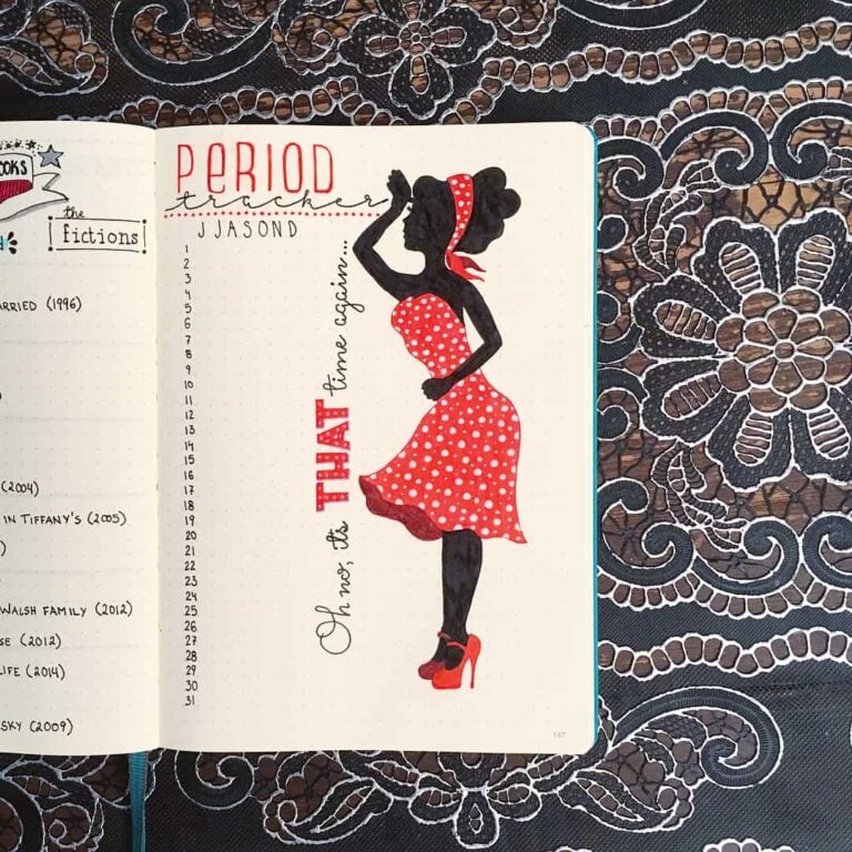 bullet journal period tracker layout ideas