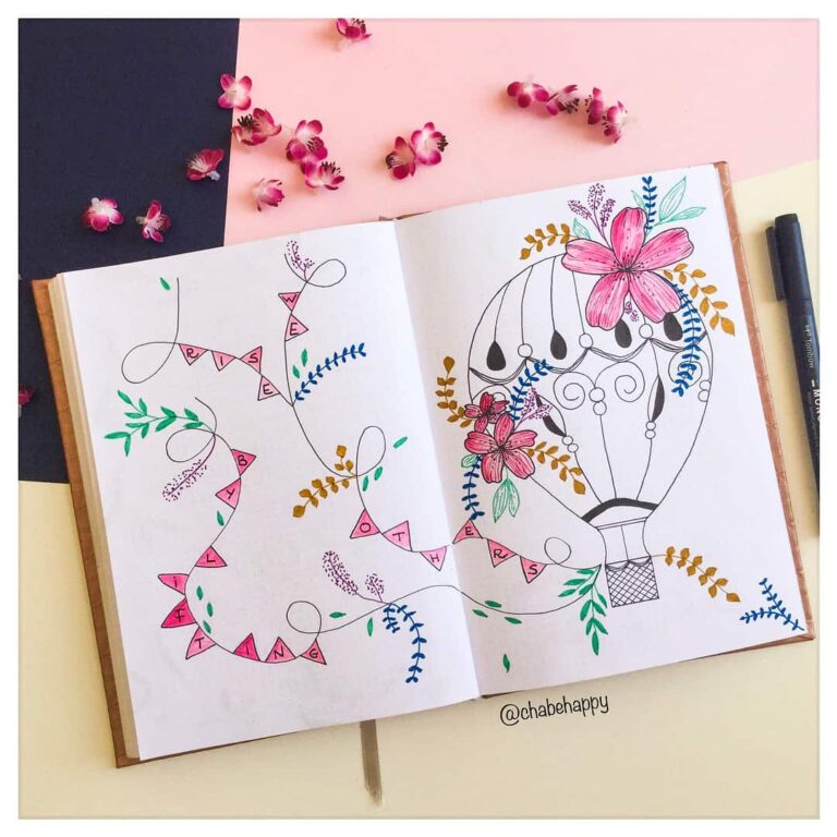 hot air balloon bullet journal layout