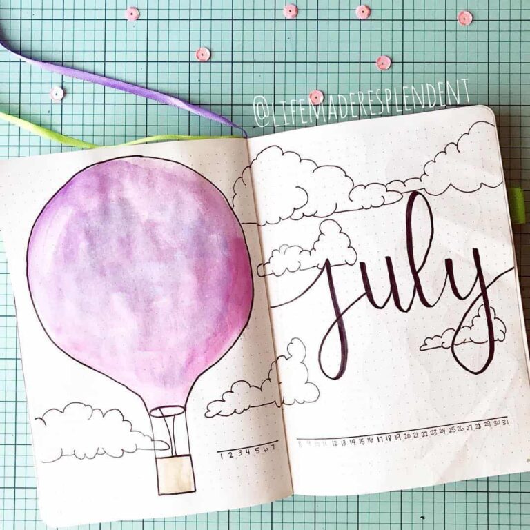 hot air balloon bullet journal layout