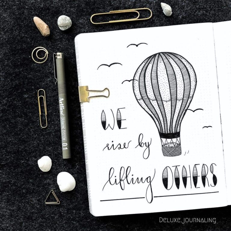 hot air balloon bullet journal layout