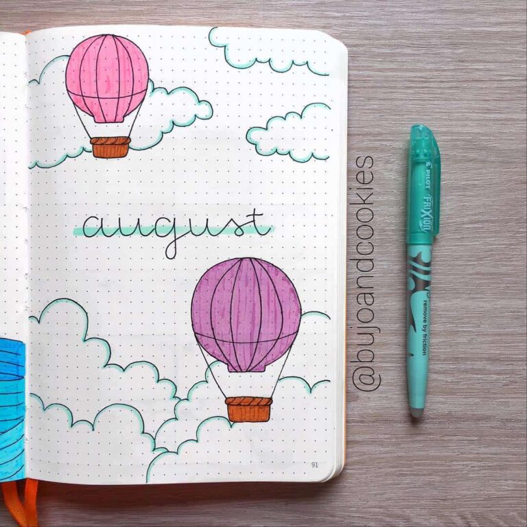 hot air balloon bullet journal layout