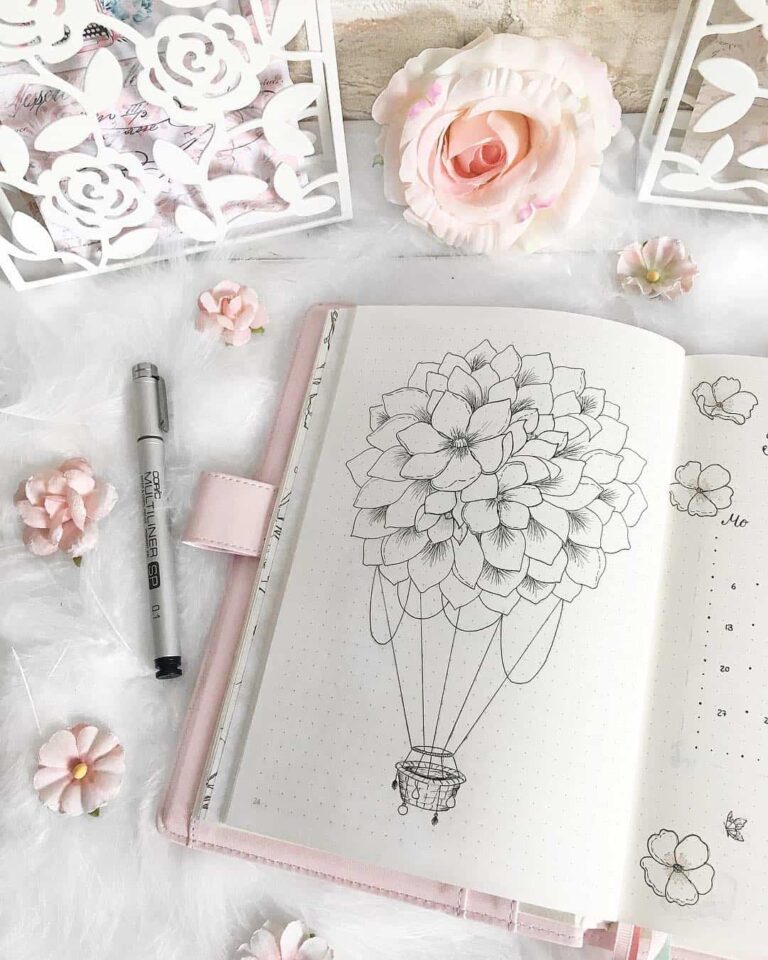 hot air balloon bullet journal layout