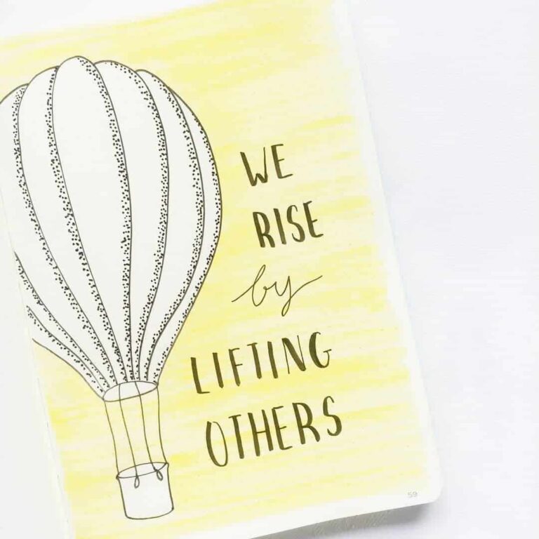 hot air balloon bullet journal layout