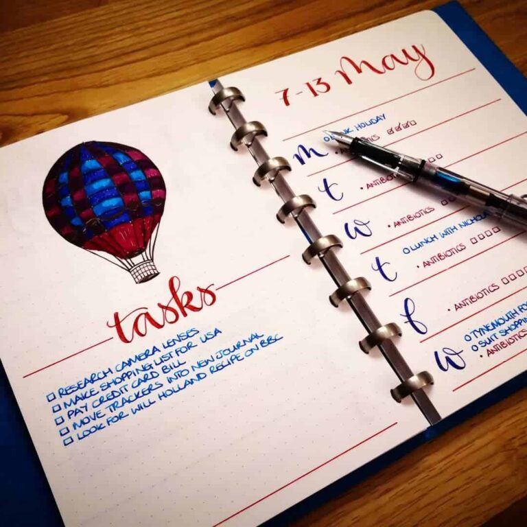 hot air balloon bullet journal layout