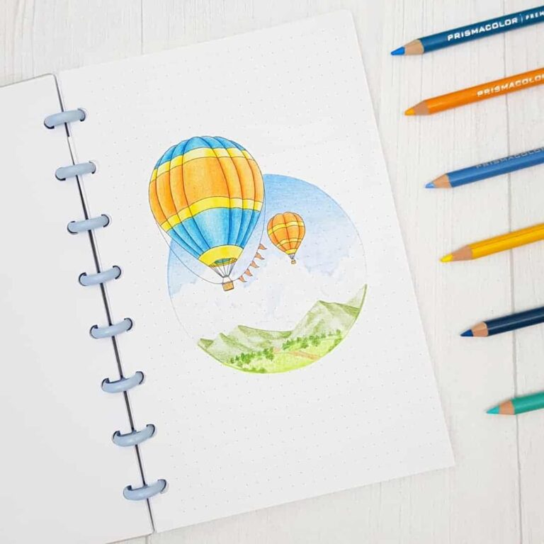 hot air balloon bullet journal layout