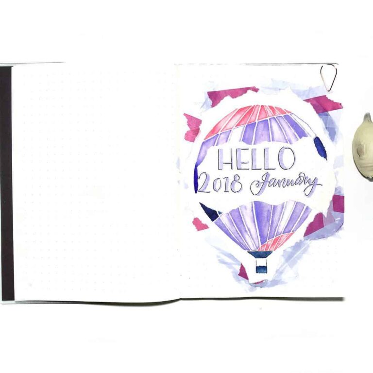 hot air balloon bullet journal layout