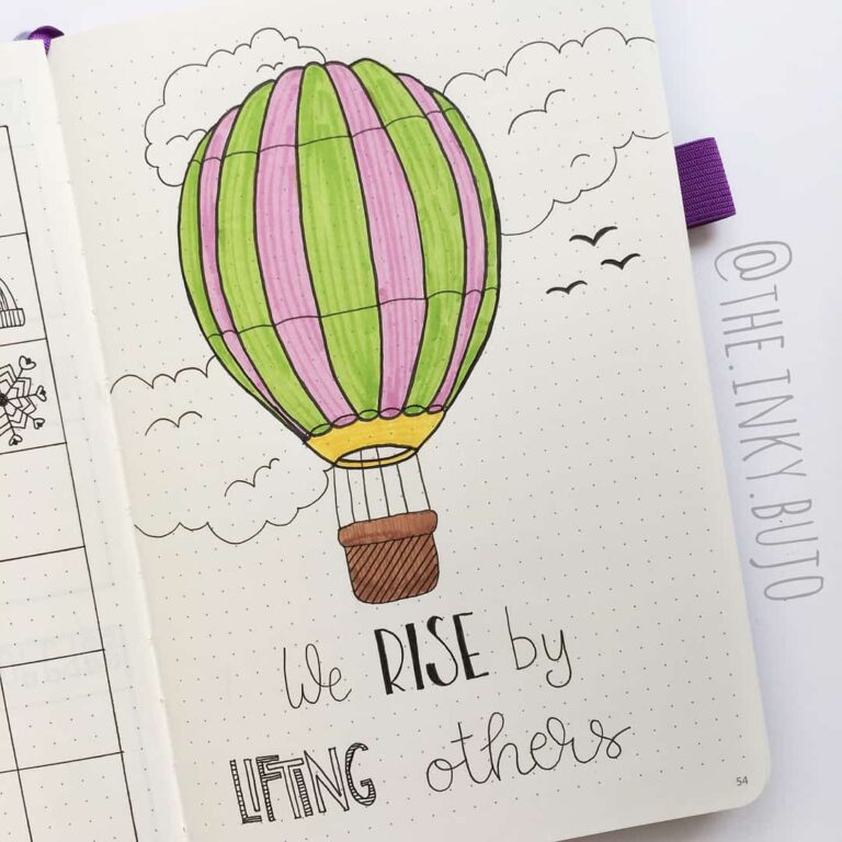 hot air balloon bullet journal layout