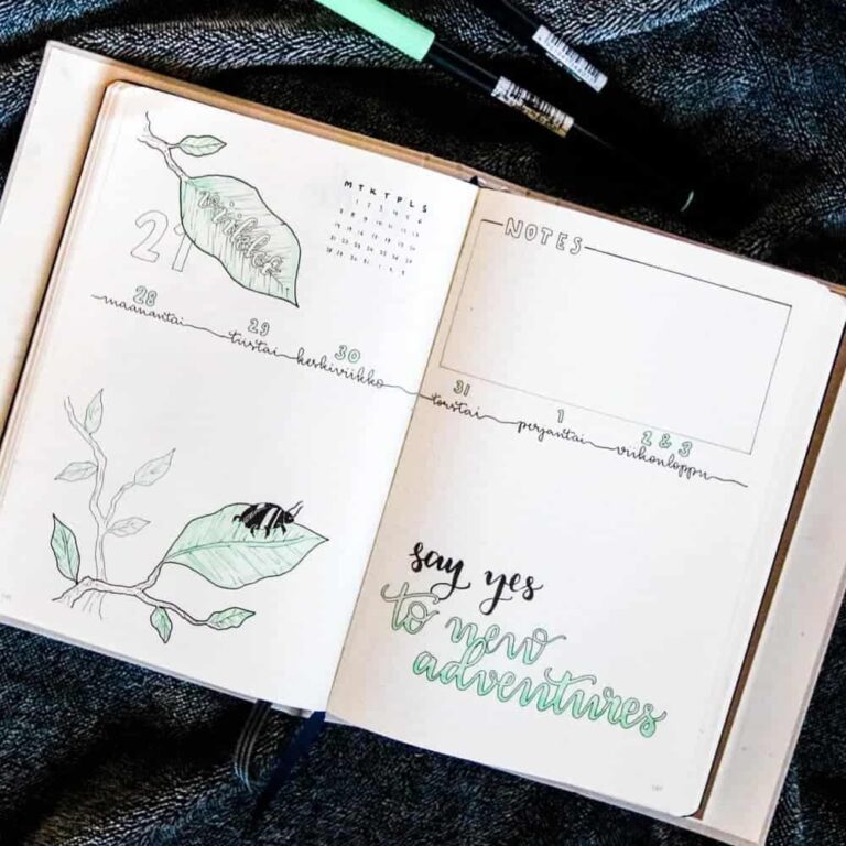 mint bullet journal layout ideas