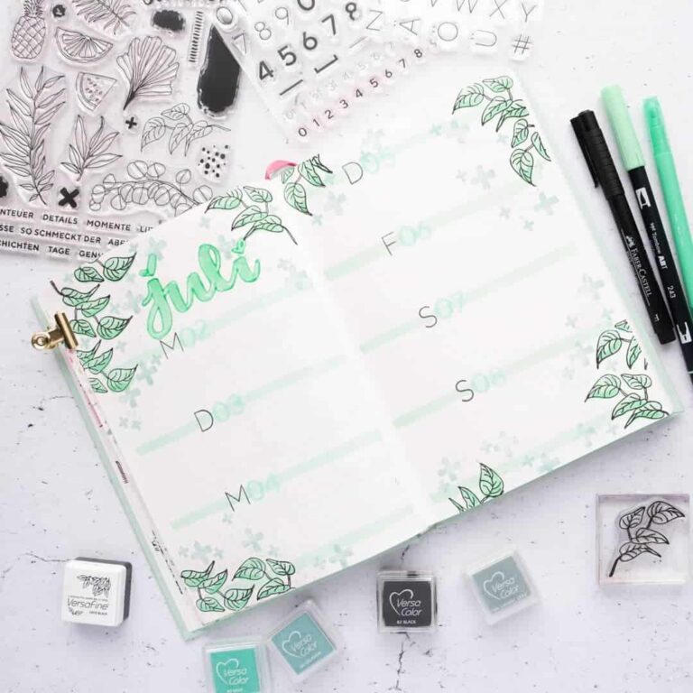 mint bullet journal layout ideas
